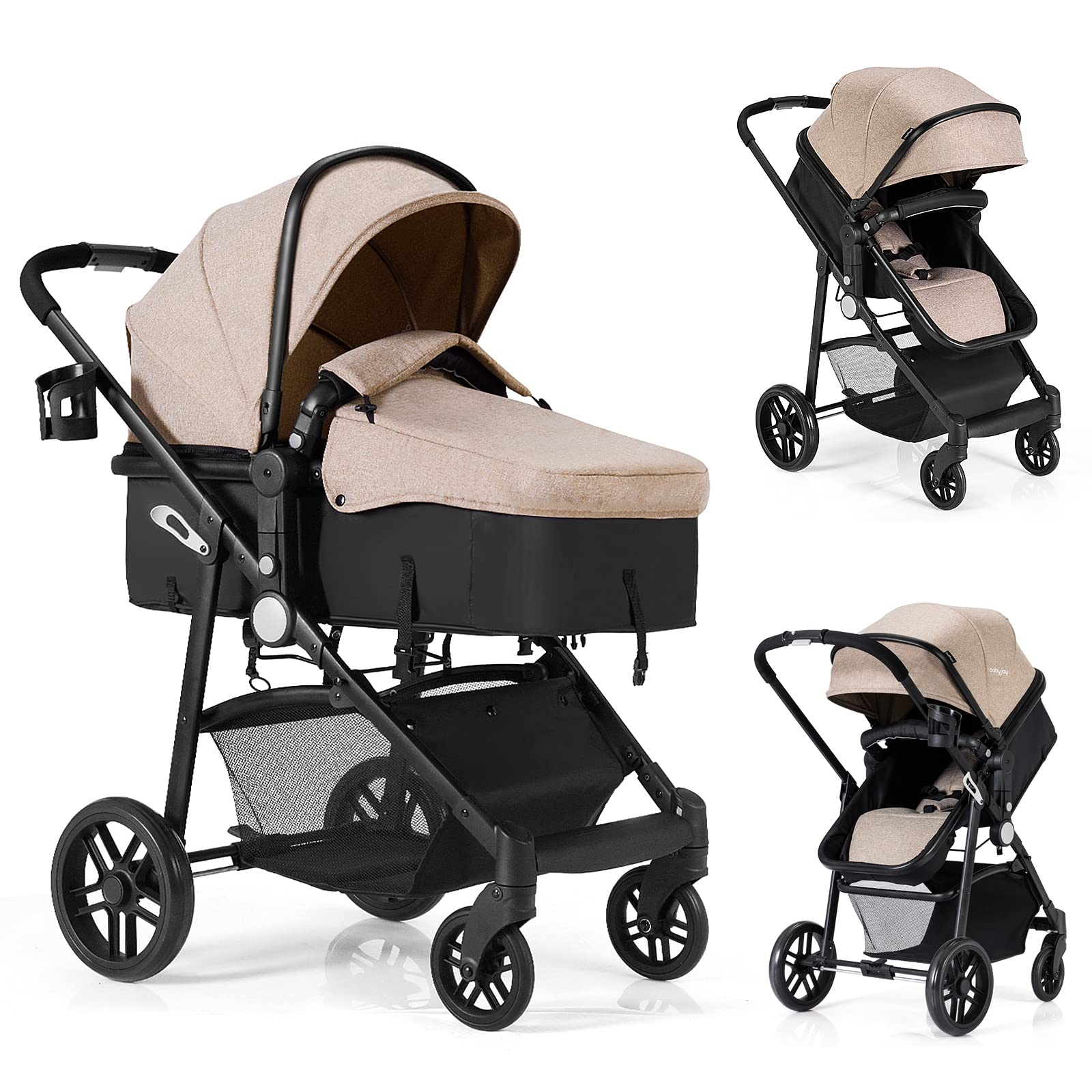 BABY JOY Baby Stroller, 2 in 1 Convertible Carriage Bassinet to Stroller