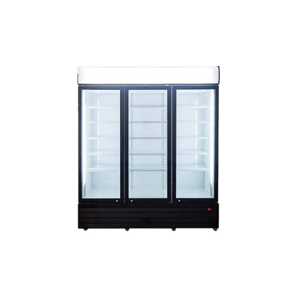 Cooler Depot GDM series 72 in. W 56.5 cu. ft. Commercial Refrigerator Reach In Merchandiser Cooler with Three Glass Doors in White GDM-69