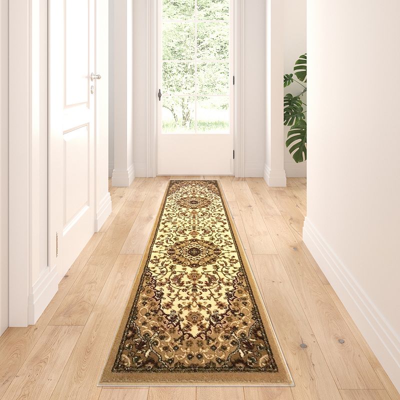 Masada Rugs Masada Rugs Bellagio Collection 2'x7' Traditional Area Rug Runner in Ivory - Design B401