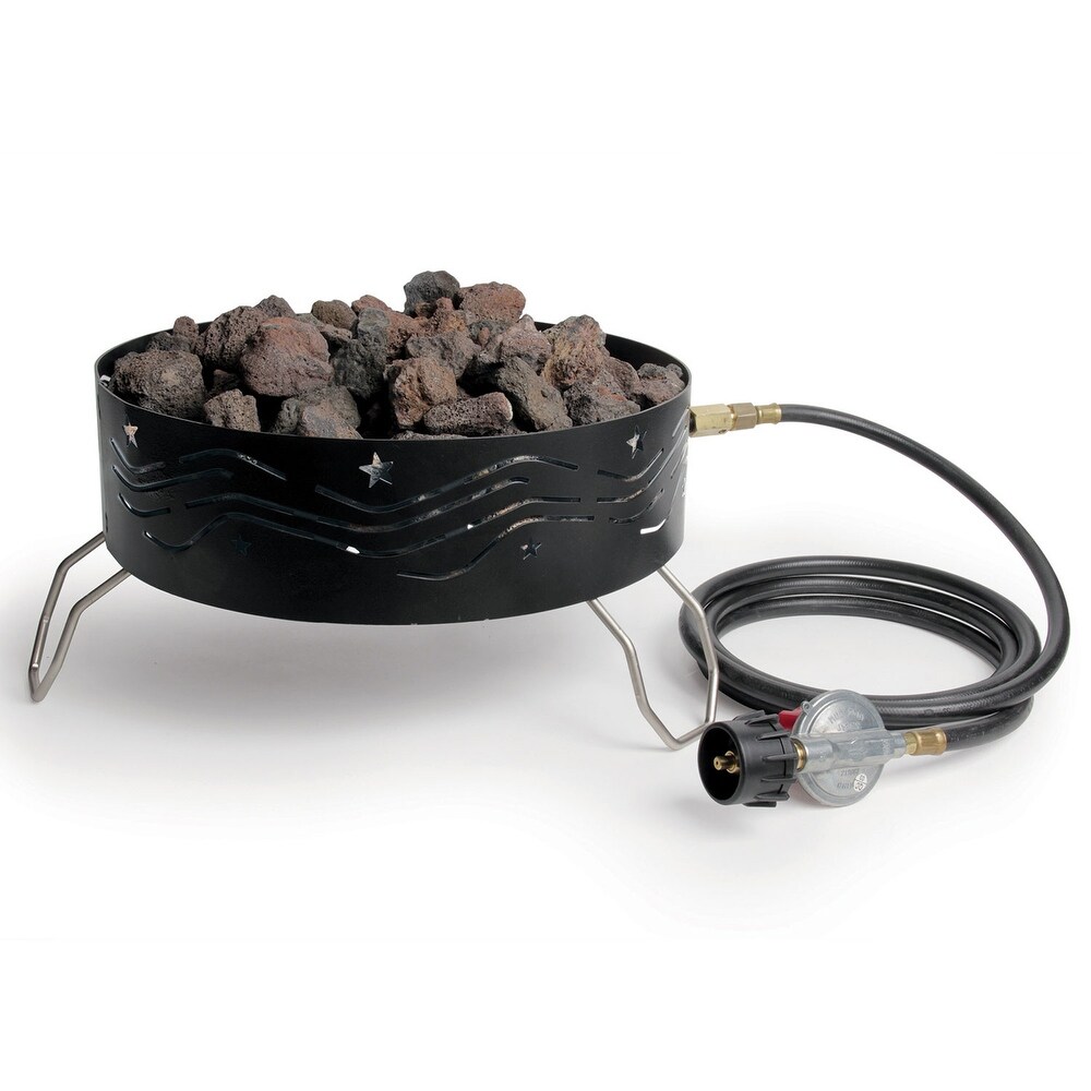 Camco Portable Campfire Outdoor Propane Heater Fire Pit with Lava Rocks  Black   10