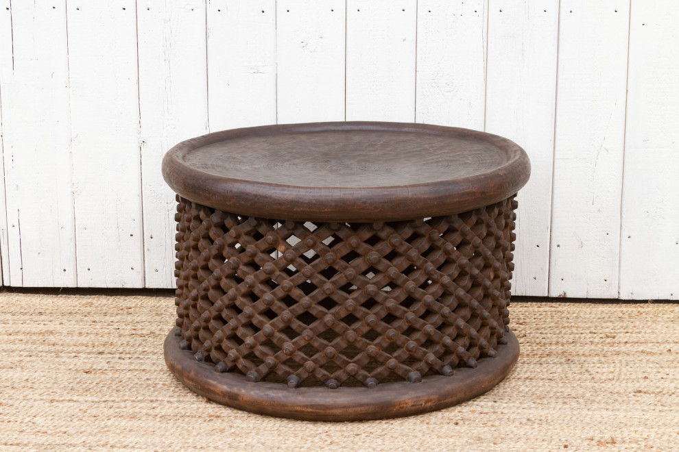 Deep Brown Round Bamileke Coffee Table   Mediterranean   Coffee Tables   by De cor  Houzz