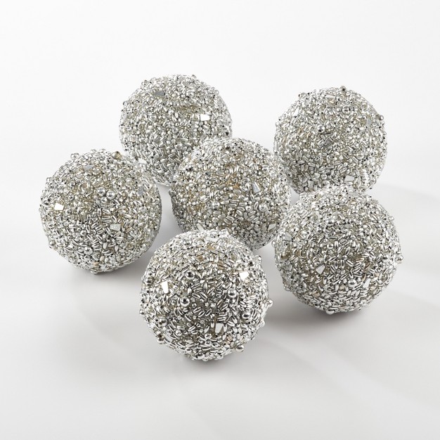 Saro Lifestyle Beaded Decorative Spheres set Of 6