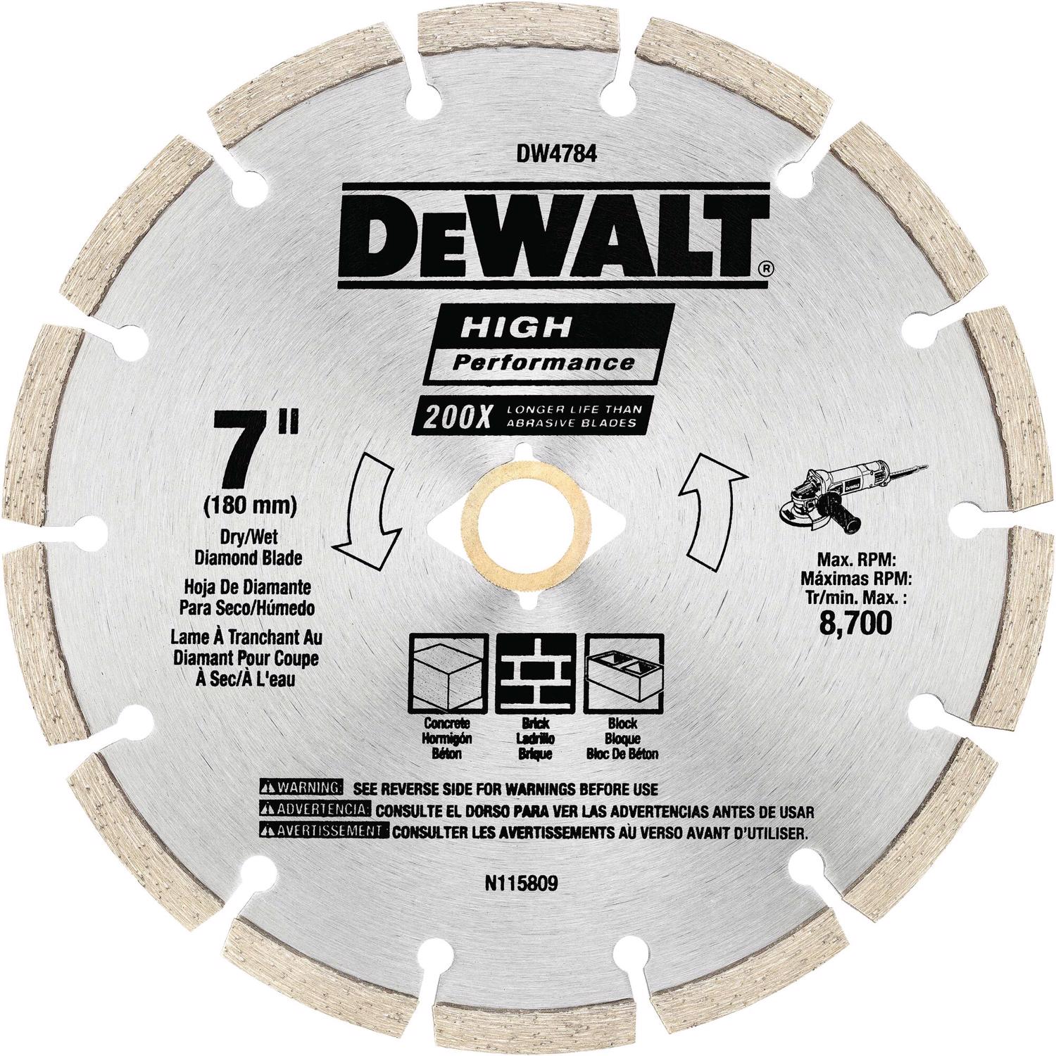 DW HP 7 in. D X 5/8 and 7/8 in. Steel Segmented Rim Diamond Saw Blade 1 pk