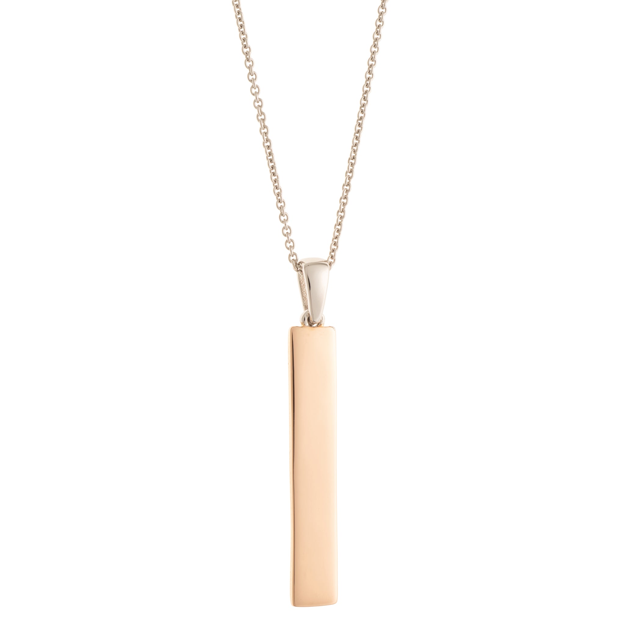 Galway Crystal Plain Bar Sterling Silver & Rose Gold Pendant