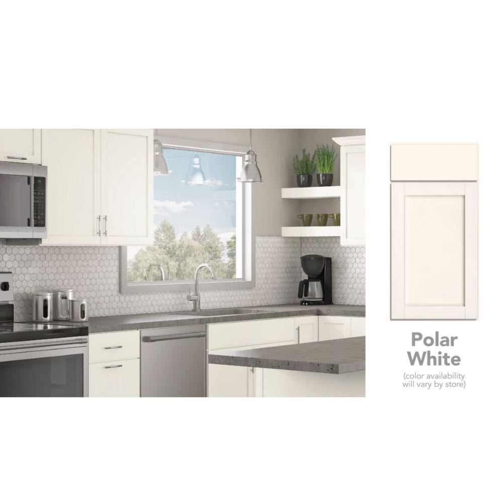 Hampton Bay Courtland Shaker 36 in. W x 24 in. D x 34.50 in. H Assembled Sink Base Kitchen Cabinet in Polar White SB36-CSW