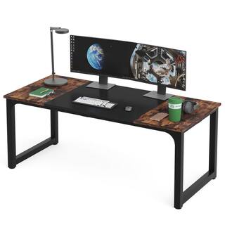 TRIBESIGNS WAY TO ORIGIN Halseey 70.8 in. W Brown Computer Desk Particle Board Wood Home Office Workstation Boardroom Desk HD-U0128-WZZ