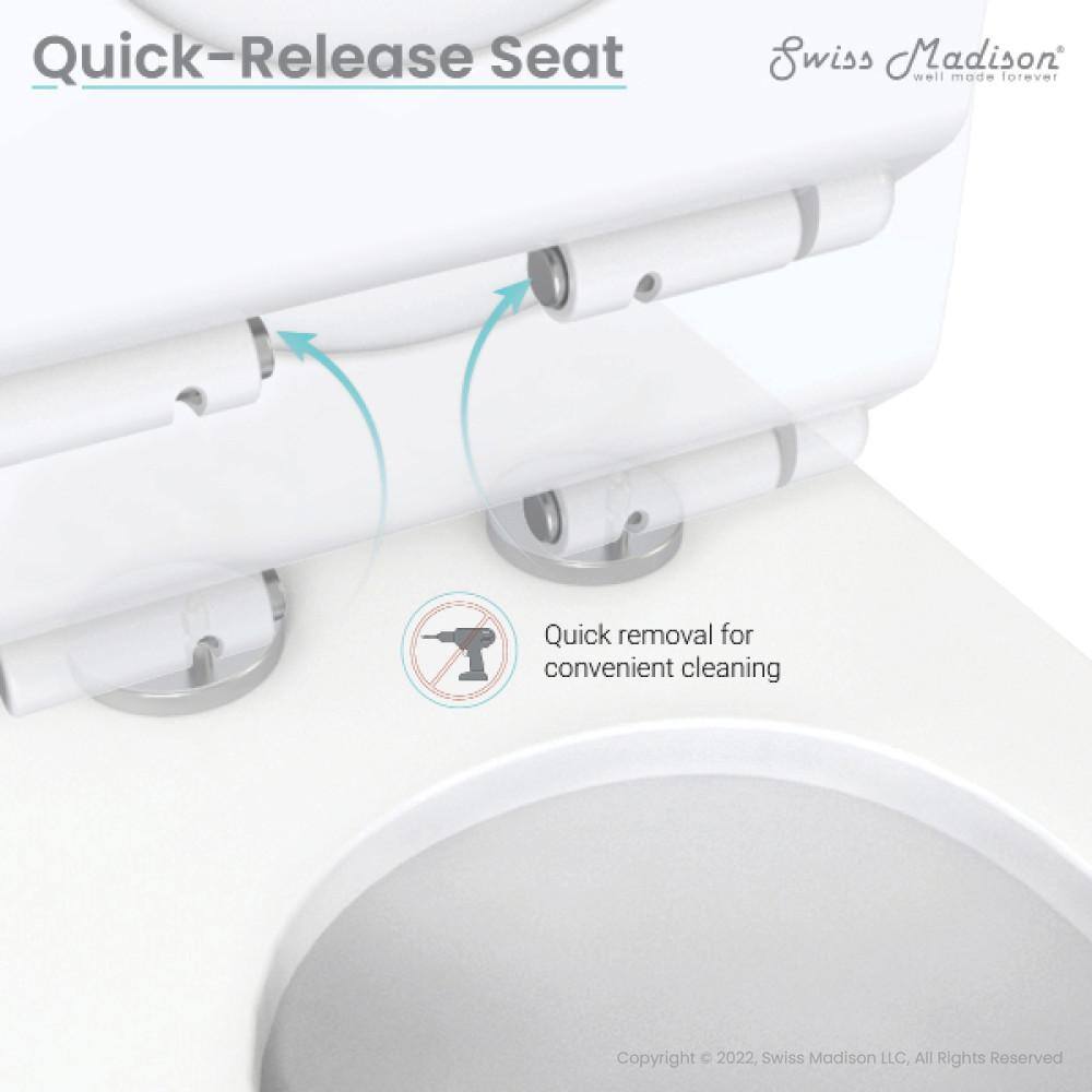 Swiss Madison Sublime 1-piece 1.11.6 GPF Touchless Retrofit Dual Flush Elongated Toilet in Glossy White Seat Included SM-1TK205