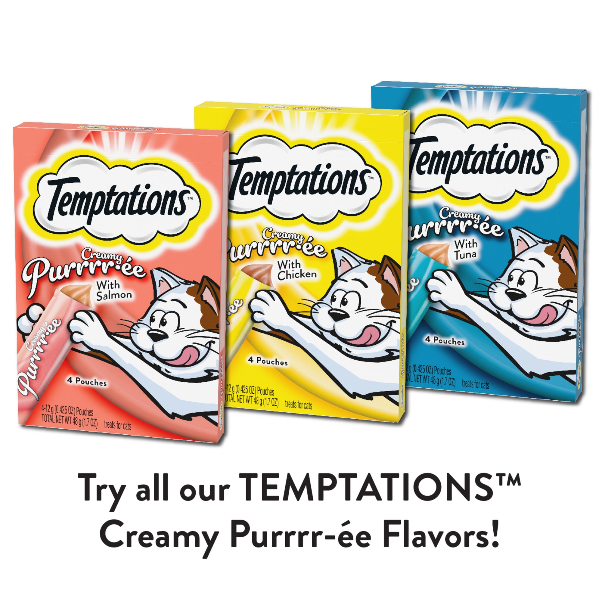 Temptations Creamy Purrrr-ee with Tuna Cat Treats， 1.7 oz.