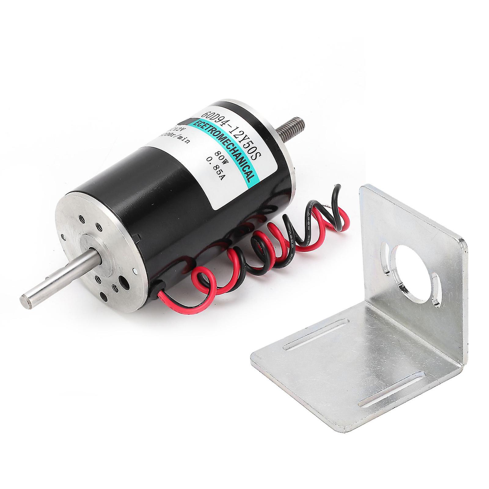 DC Motor HighSpeed 80W Micro CW CCW Double Output Shaft Speed Regulation 12V XD60D9412Y50S(with Bracket )