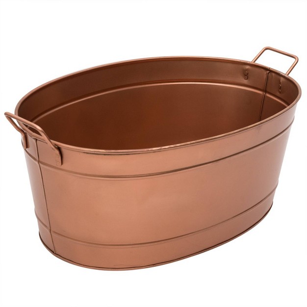 Oval Galvanized Tub With Side Handles Copper Plated Achla Designs