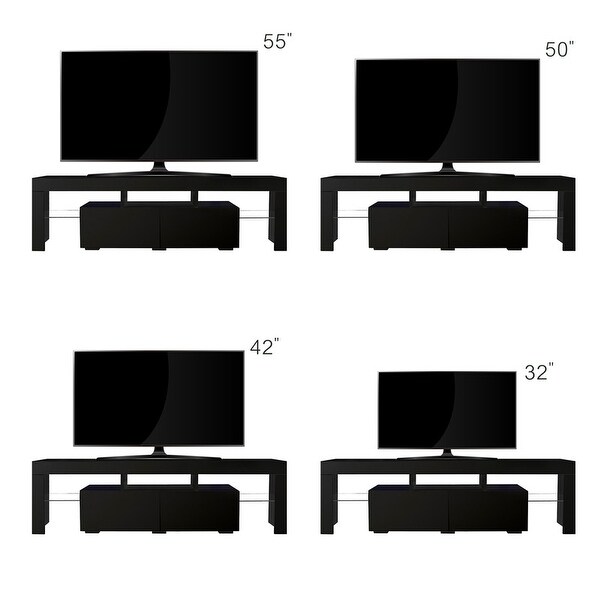 63''L Matt Laminate Finish LED TV Stand Cabinet with 2 Doors，up to 70''