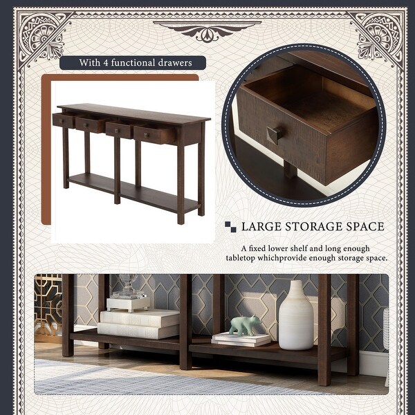 Living Room Entryway Console Table with Drawer and Bottom Shelf