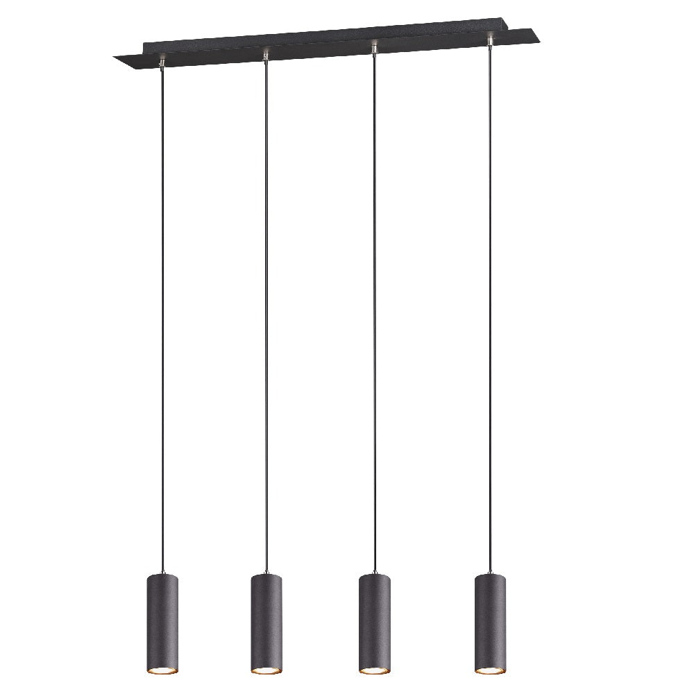 Britalia BR312400432 Matt Black Modern 4 Lamp Cylindrical Spot Bar Pendant Light