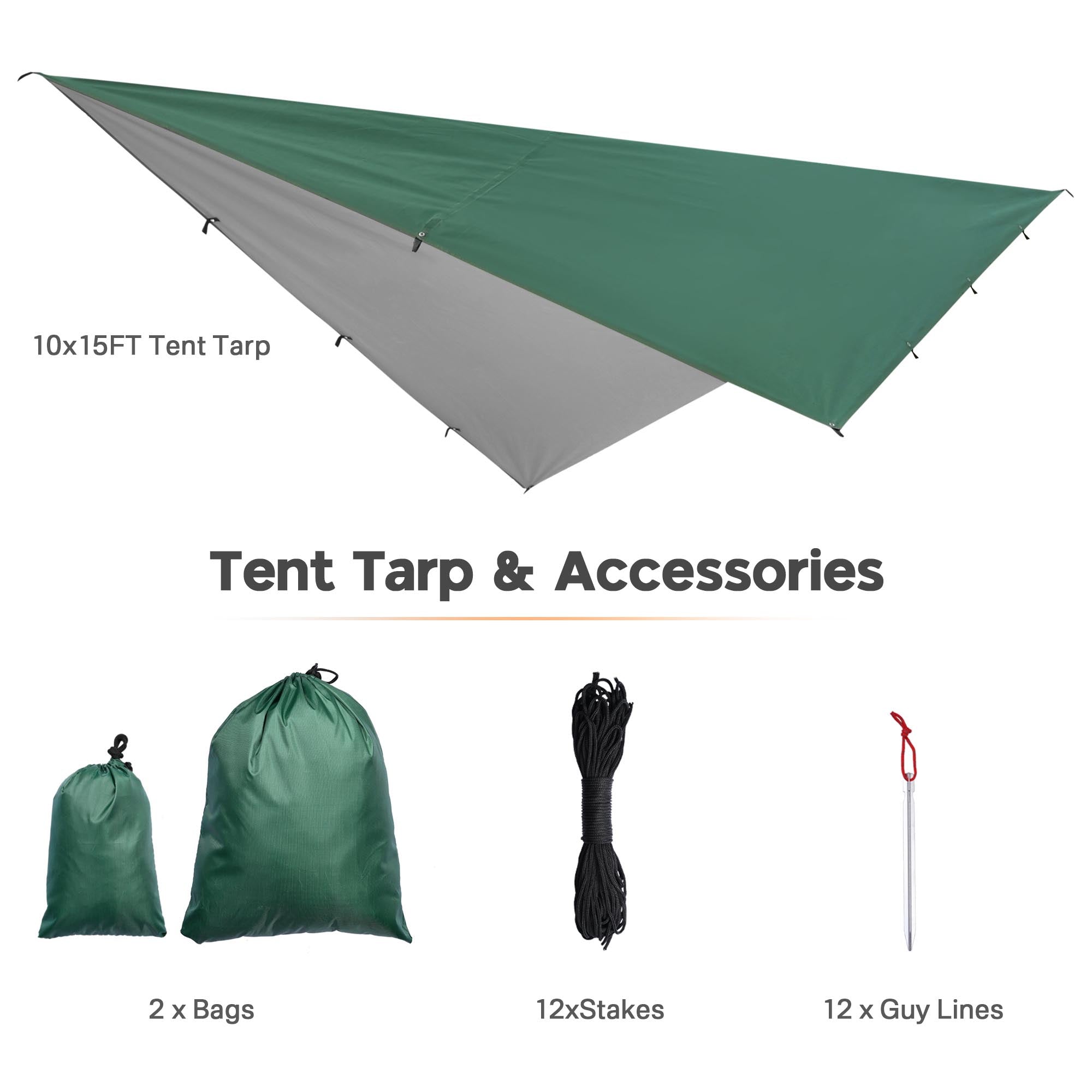 Yescom Camping Tarp Tent Footprint Shelter 10x13ft UV50+ PU3,000mm