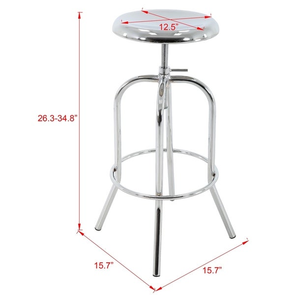 Brage Living Adjustable Metal Barstool Chrome (Set of 2)