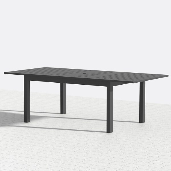 Extendable Aluminum Dining Table with Umbrella Hole