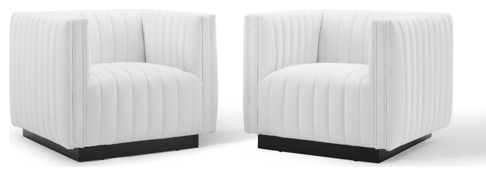 Conjure Tufted Armchair Upholstered Fabric Set of 2   Transitional   Armchairs And Accent Chairs   by House Bound  Houzz