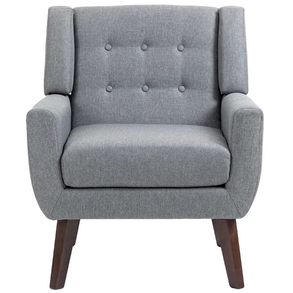 Modern Accent Chair Cotton Linen Upholstered Chair for Living Room