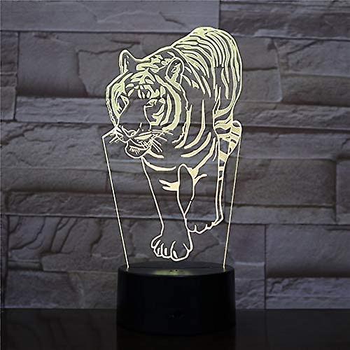 3d Tiger Night Light 7 Color Change Led Table Desk Lamp Acrylic Flat Abs Base Usb Charger Home Toy Brithday Xmas Kid Children Gift