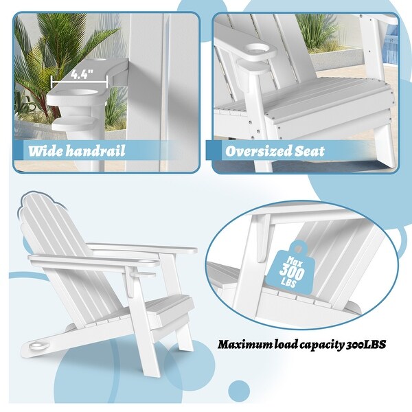 Casainc Traditional Curveback Plastic Patio Adirondack Chair with Cup Holder and umbrella holder Outdoor