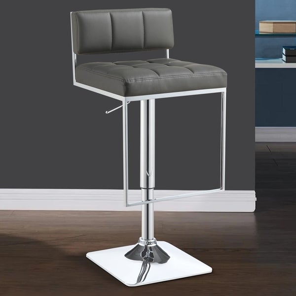 Classic Adjustable Metal Bar Stool， Gray and Silver