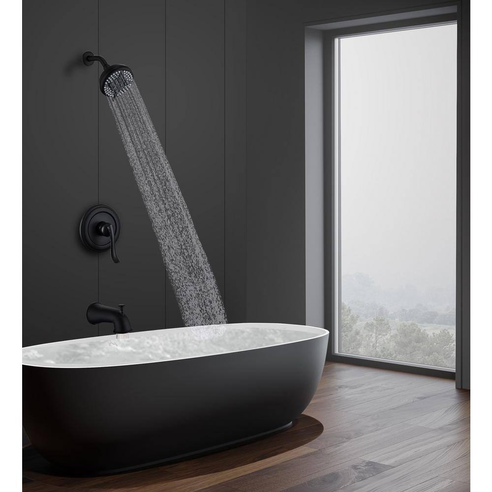 ELLOALLO Single-Handle 5-Spray Handheld Tub and Shower Faucet with 5 in. Shower Head Combo in Matte Black (Valve Included) ES-B-T1004