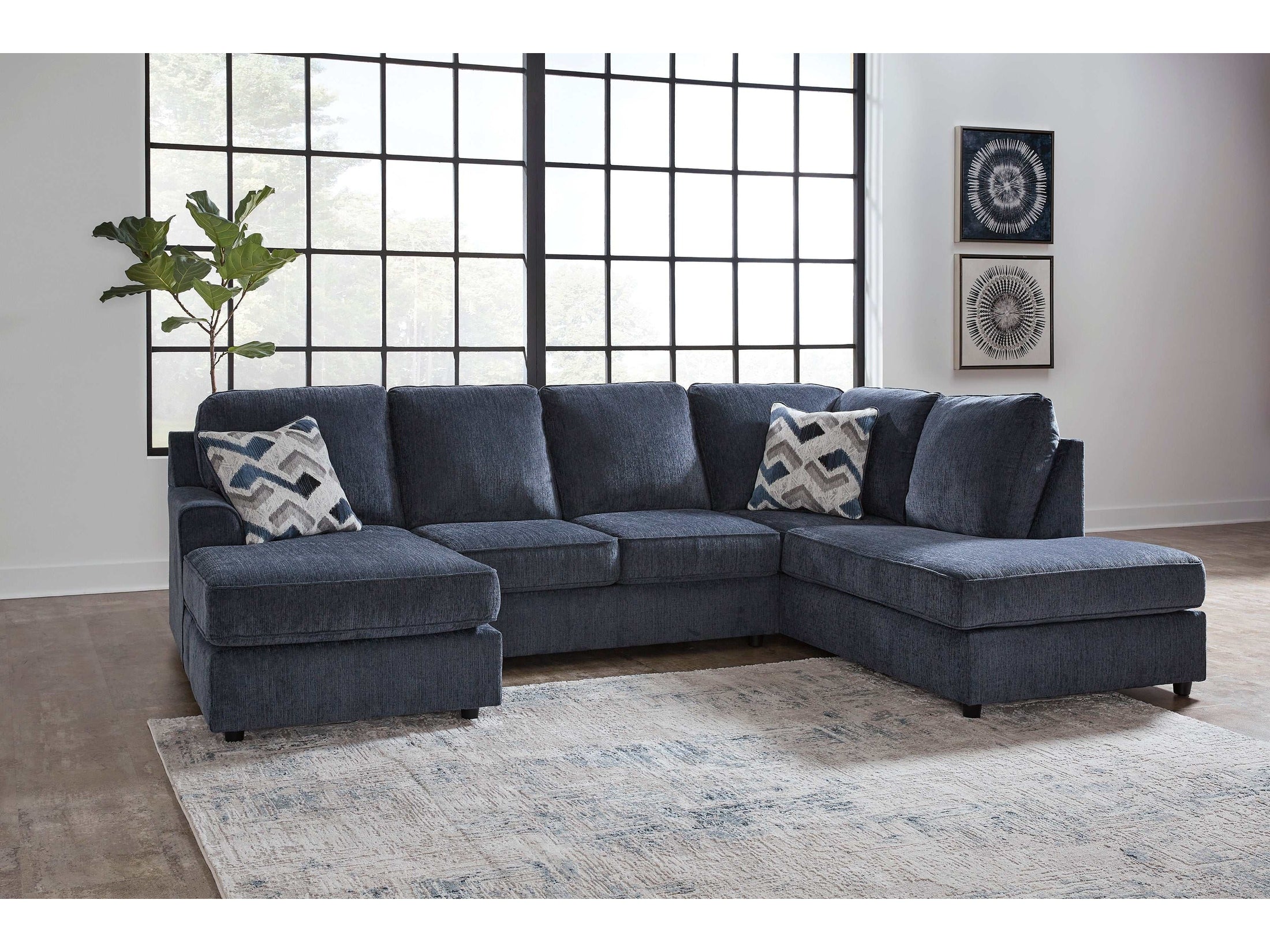 (Online Special Price) Albar Place Cobalt 2pc Sectional w/ RAF Corner Chaise