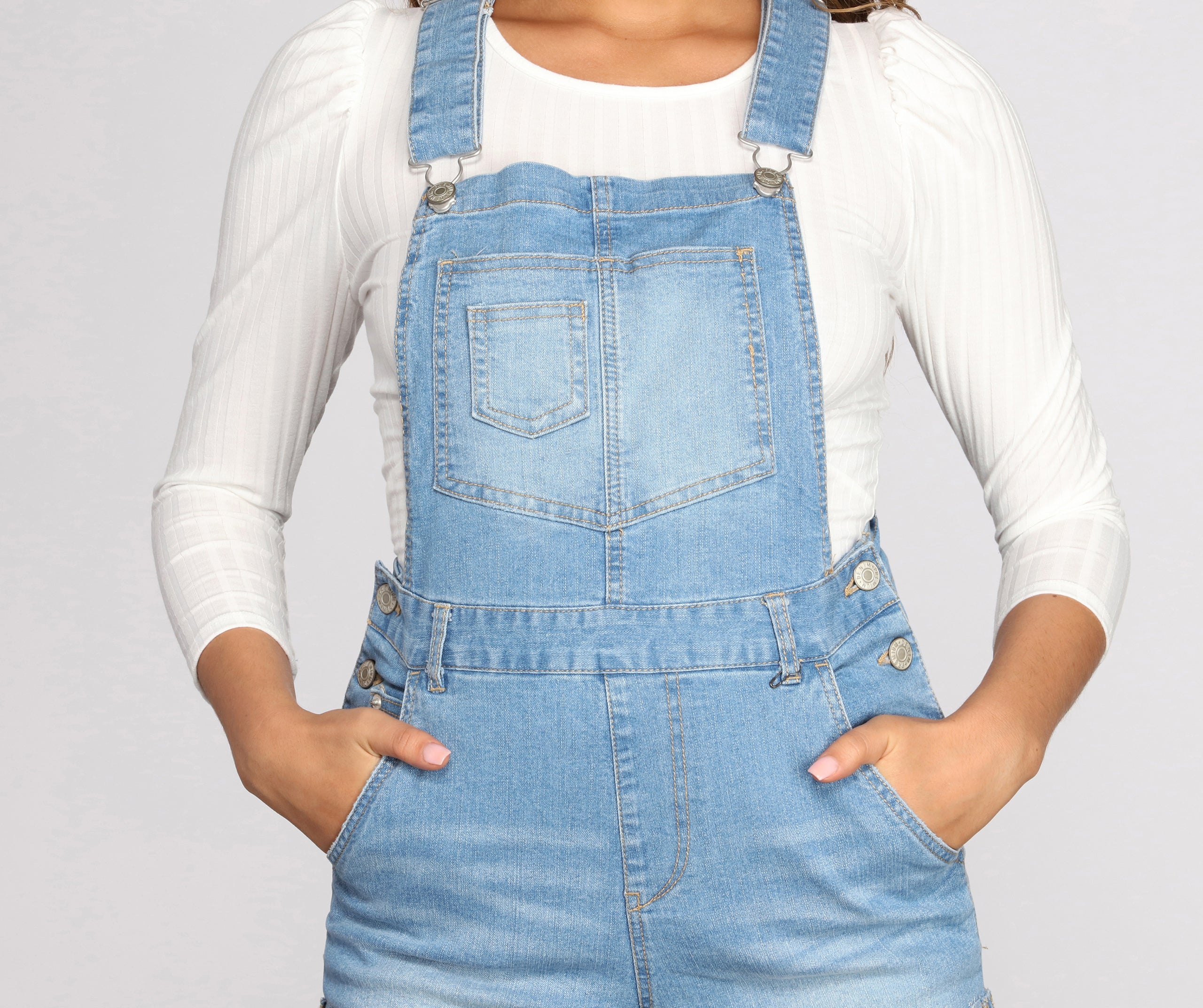 Take A Stroll Denim Overall Shorts