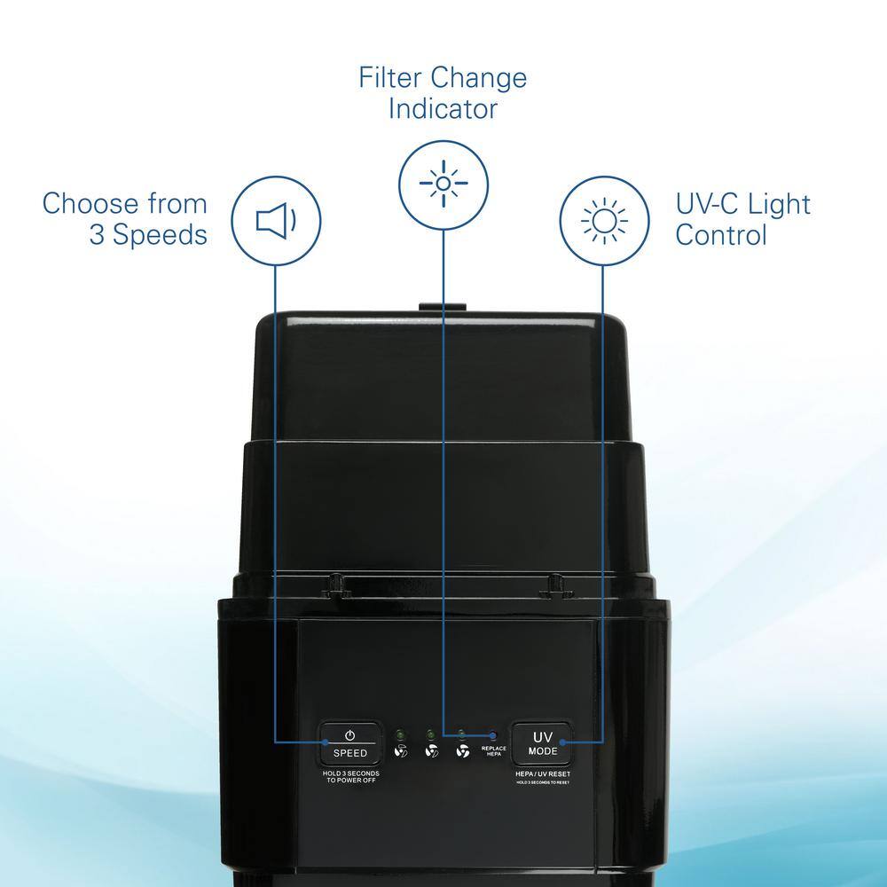 GermGuardian Elite 5-in-1 Air Purifier with Pet Pure True HEPA filter UV Sanitizer for Medium Rooms up to 153 Sq Ft Black AC4300BPTCA