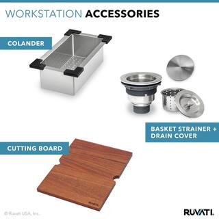 Ruvati Siena 16 Gauge Stainless Steel 15 in. x 20 in. 1-Hole Drop-in Workstation Bar Sink RVH8210