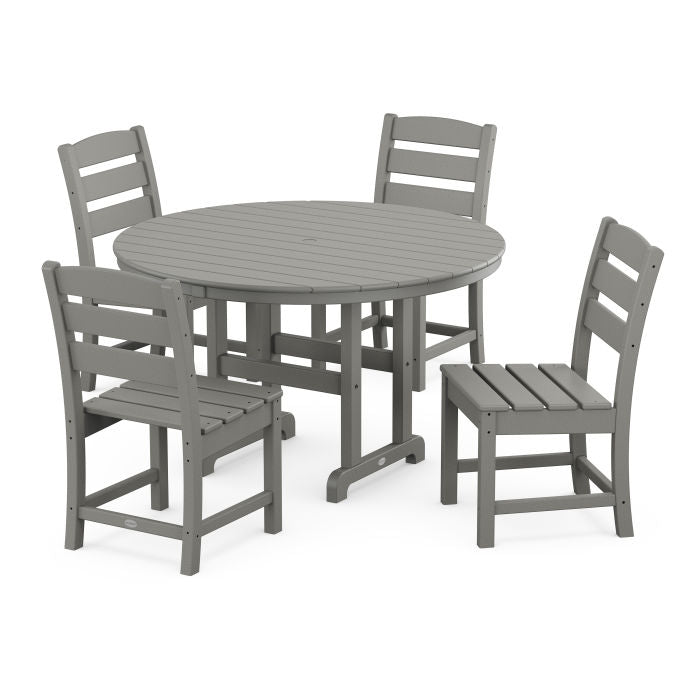 Polywood Lakeside 5-Piece Round Farmhouse Side Chair Dining Set PWS517-1