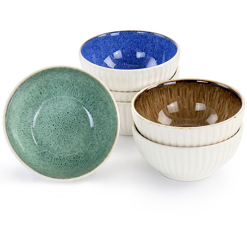 Laurie Gates Sierra 6 Piece 6.3 Inch Stoneware Bowl Set in Assorted Colors