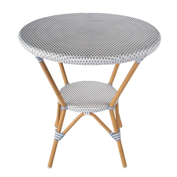 Tobias Outdoor Rattan and Metal Round Bistro Table