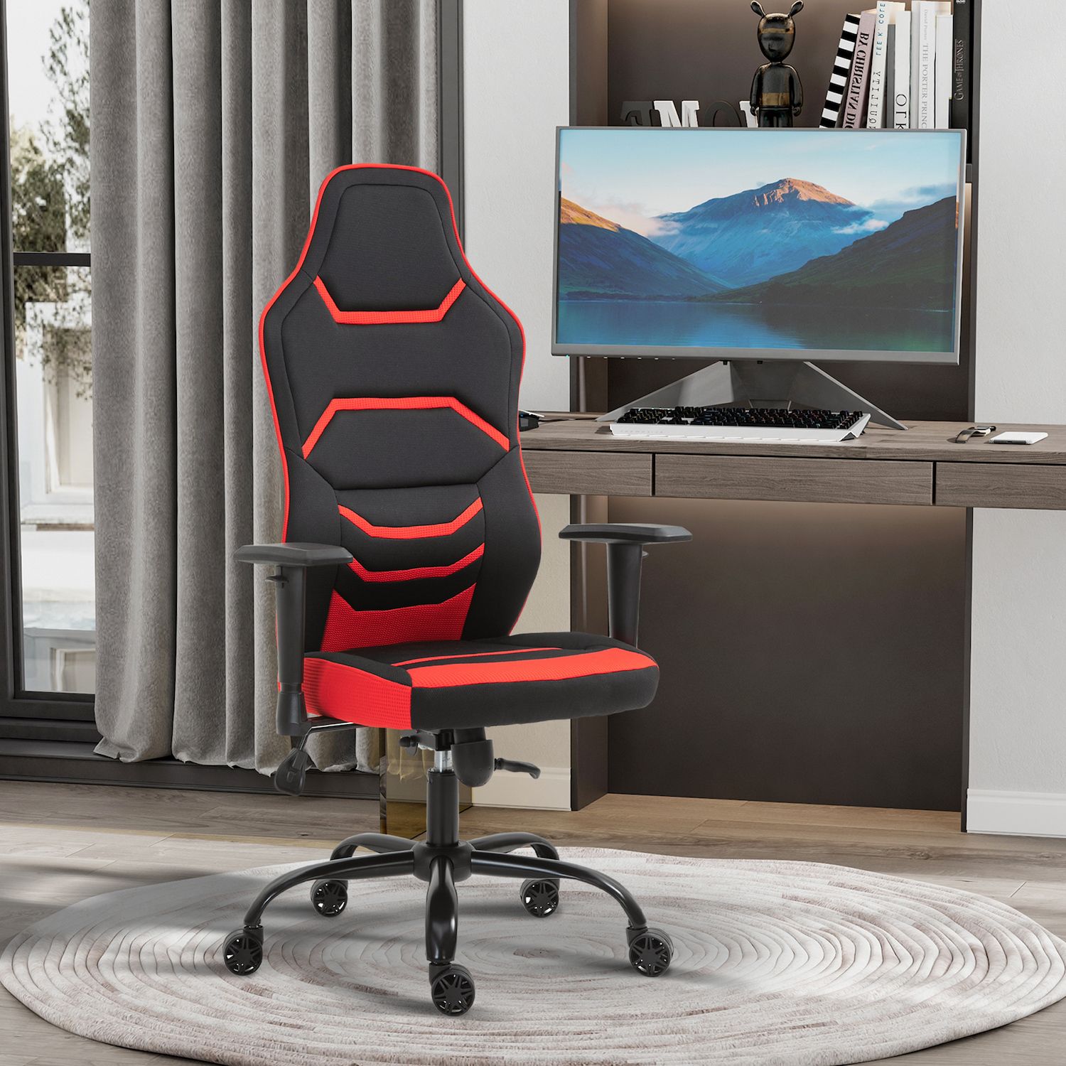 Vinsetto High Back Racing Style Gaming Office Chair Home Computer Task Chair with Armrest Seat on Wheels Tilt  Red