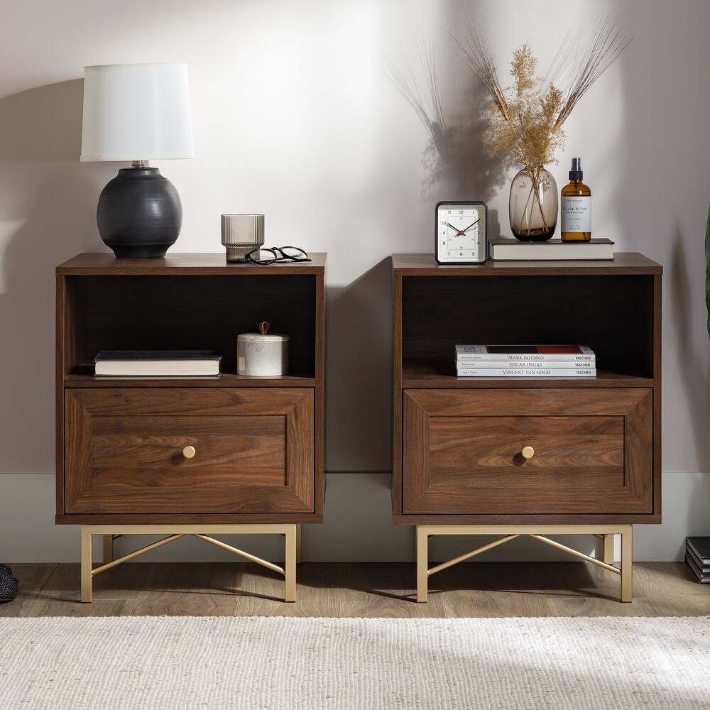 Middlebrook 1 Drawer Gold Base Nightstands  Set of 2