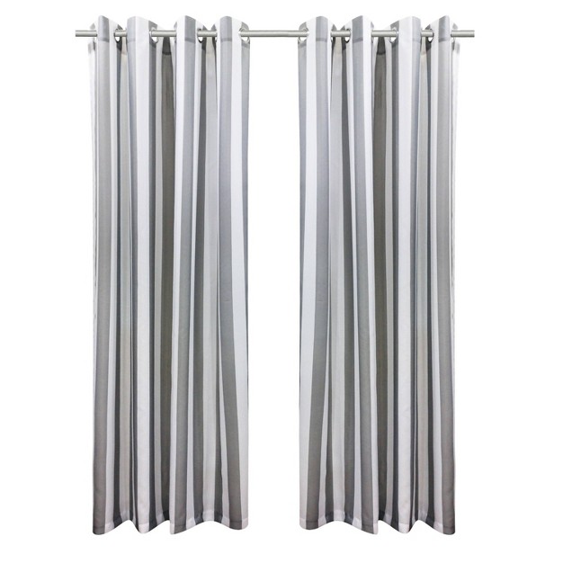 Set Of 2 Bimini Striped Grommet Top Curtain Panels Outdoor D cor