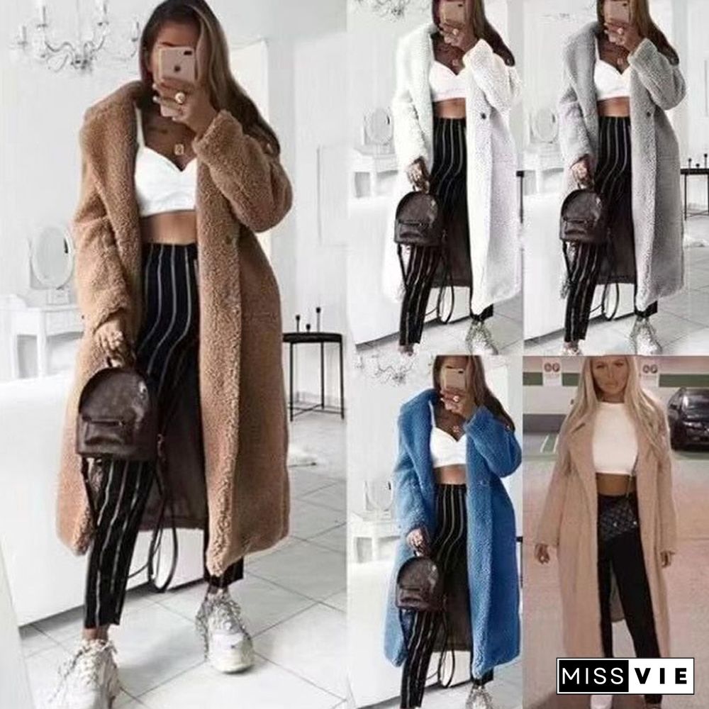 Fur Teddy Coat Women Autumn Winter Casual Plus Size Long Jacket Female Thick Warm Outwear Oversize Fur mujer chaqueta