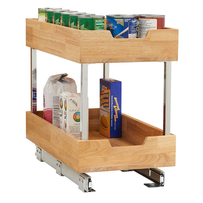 Household Essentials Glidez Wood 2-Tier 11.5-inch Wide Sliding Under Cabinet Organizer