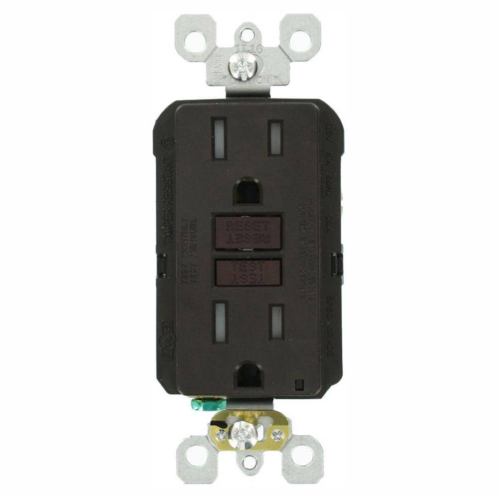 Leviton 15 Amp 125-Volt Duplex SmarTest Self-Test SmartlockPro Tamper Resistant GFCI Outlet Brown (9-Pack) VB9-GFTR1-HB9