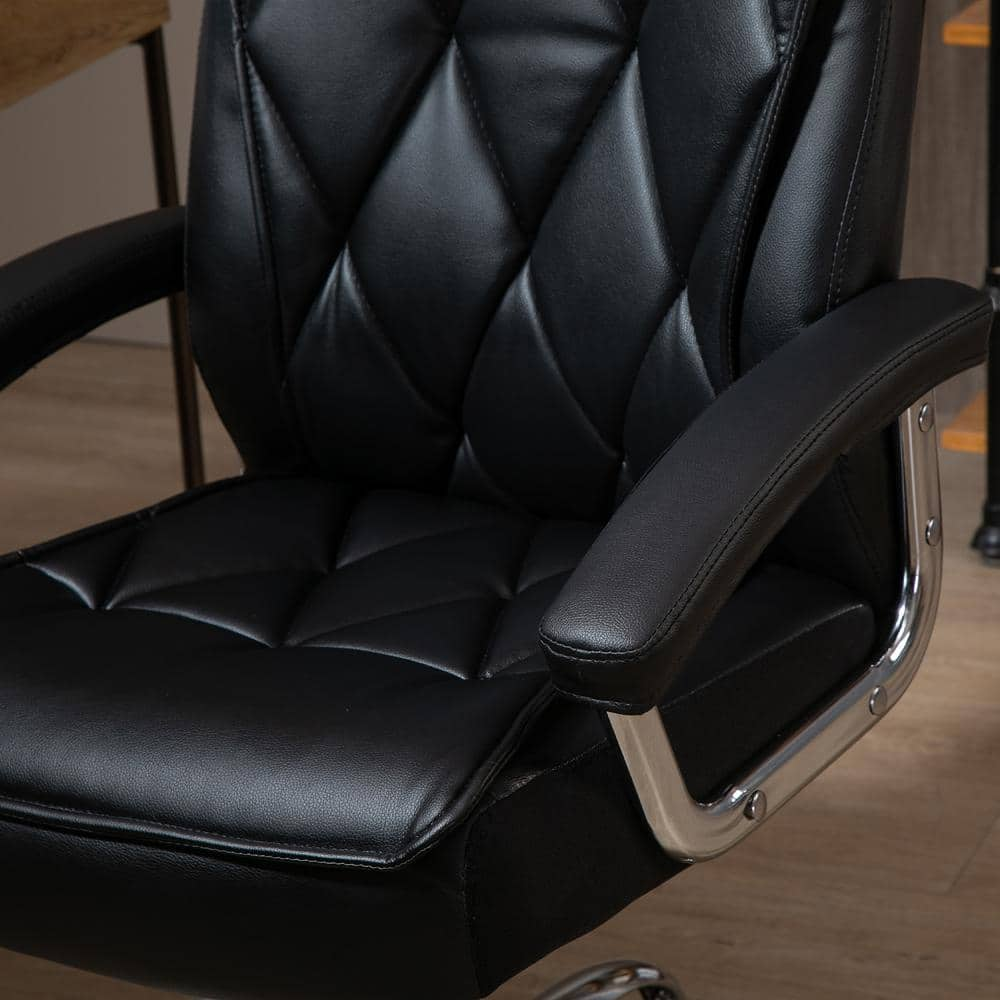 Vinsetto Black, High Back Home Office Chair Computer Task Seat Adjustable Ergonomic Executive Chair Diamond-Stitched PU Leather 921-473V80BK