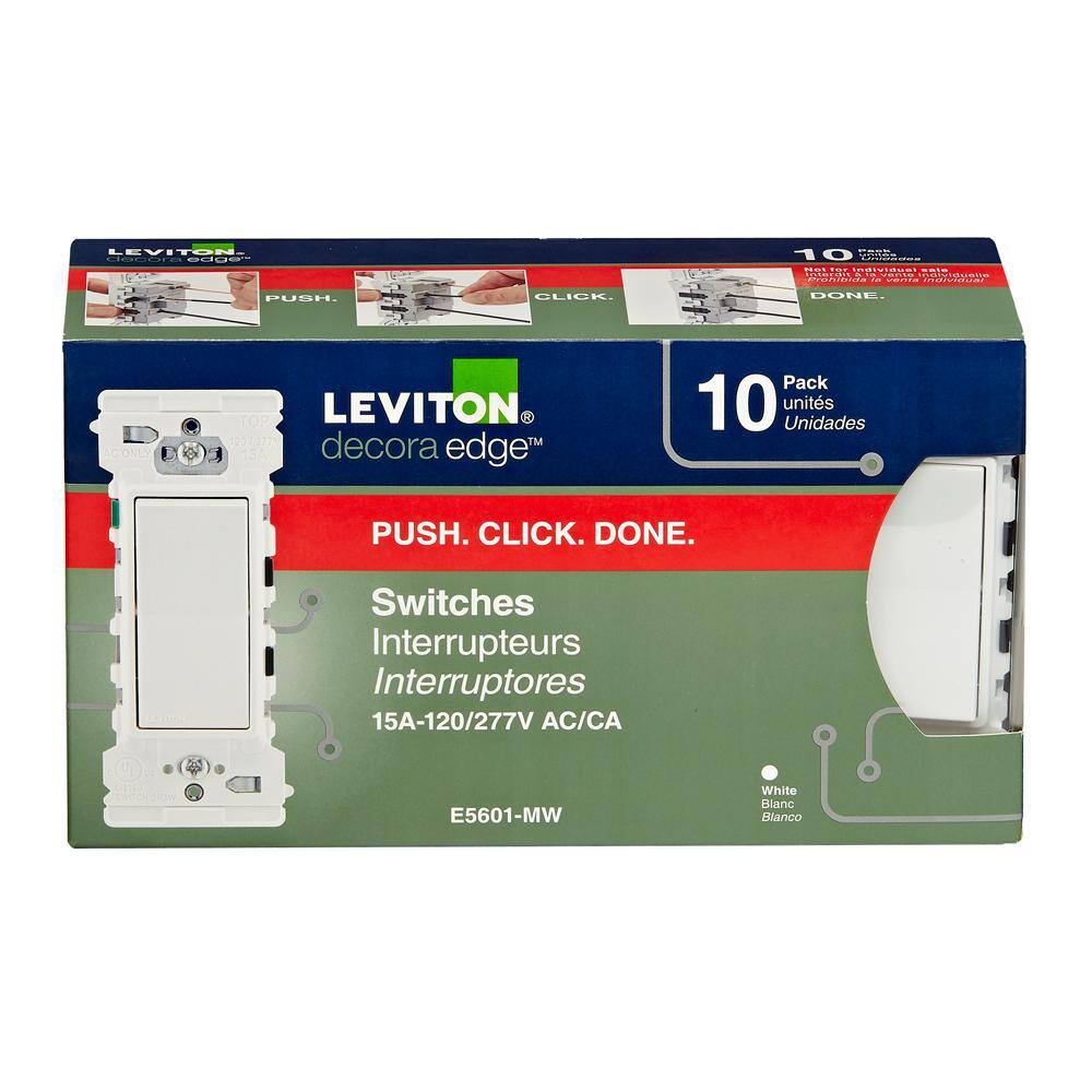 Leviton Decora Edge 15 Amp Single Pole Switch 10-Pack White M02-E5601-0MW