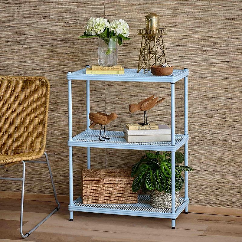 Design Ideas Meshworks 3 Tier Full-size Metal Storage Shelving Unit Rack， Blue