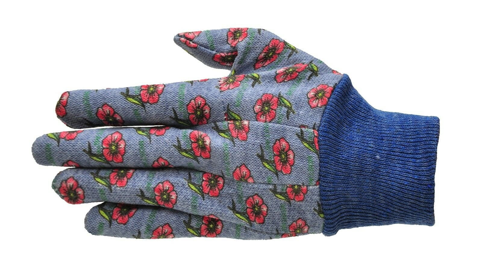 G & F Kids Garden Gloves 1823-3 JustForKids Work Gloves, 3 Pairs Green/Red/Blue per Pack