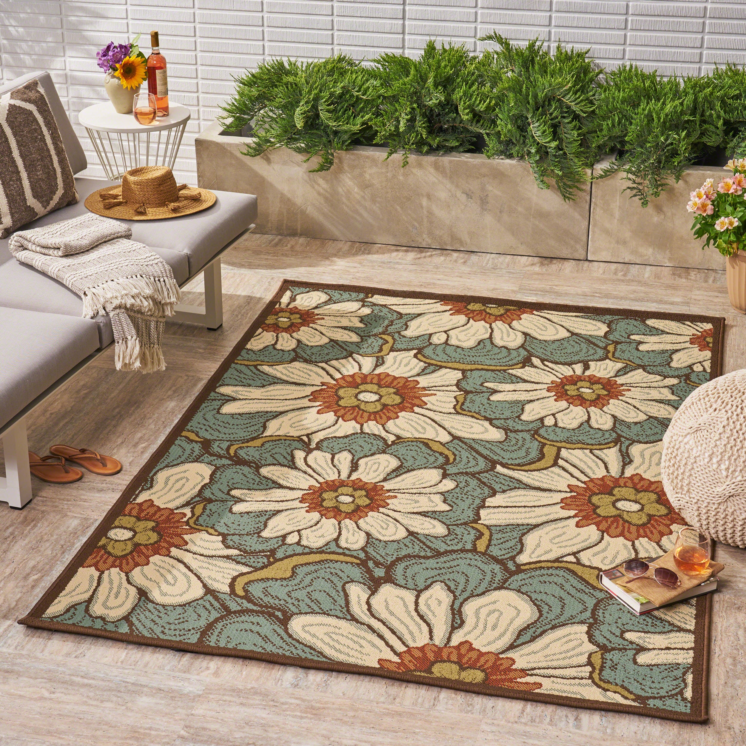 Orval Outdoor Floral Area Rug