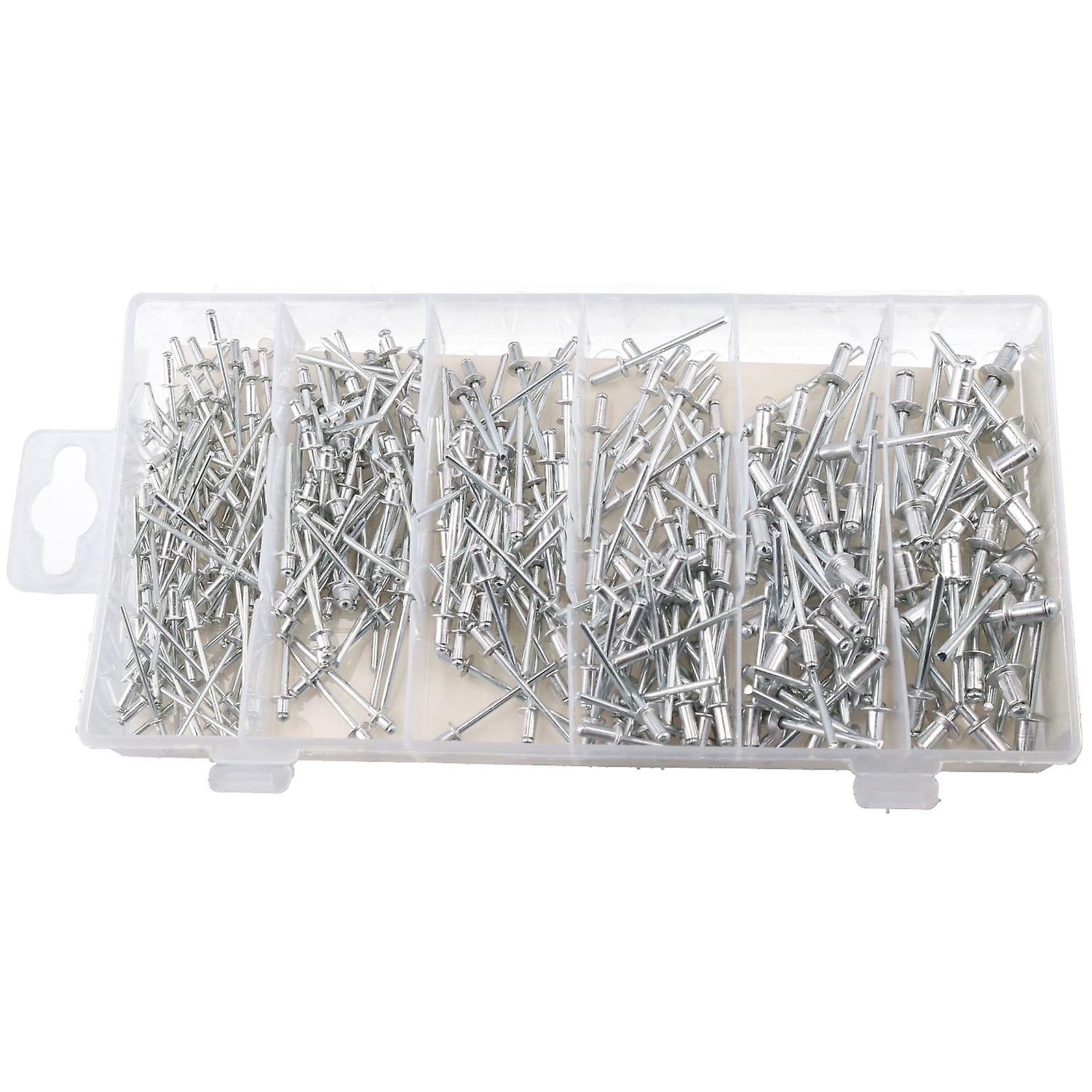 Pop Pot Riveter Rivet Tool Nozzles 2.4mm - 4.8mm With 320 Assorted Alu Rivets