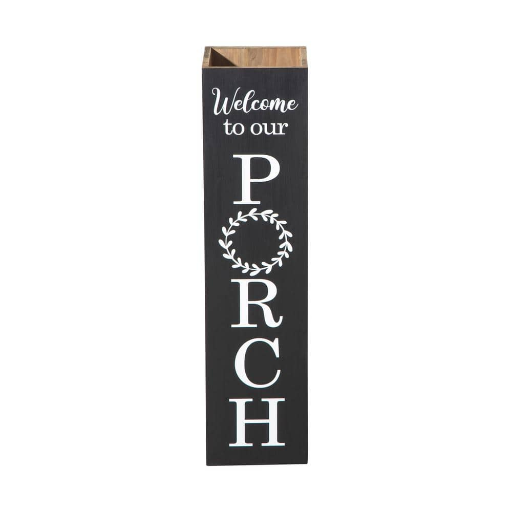 Glitzhome 30 in. H Black Double Sided Wooden Boxed quotWelcome Porchquot Porch Sign 2022900047