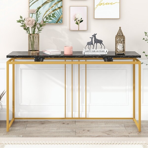 Console Table， Extra Long Entryway Table with Metal Frame