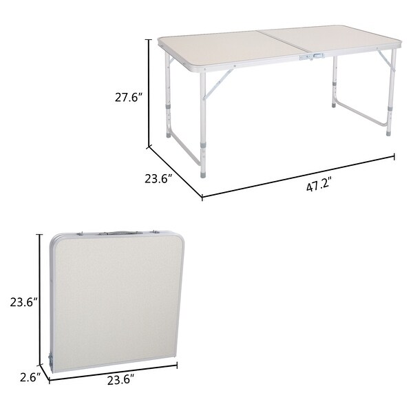 4Ft Portable Camping Table Multipurpose Folding Table White