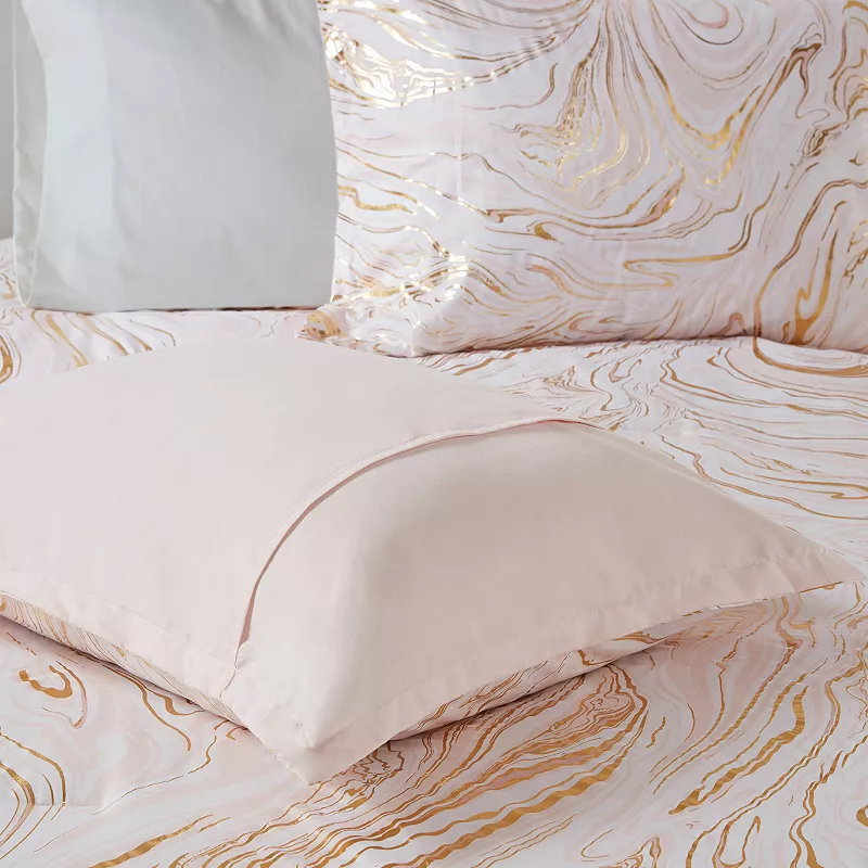 Intelligent Design Natalia Metallic Printed Comforter Set with Throw Pillows