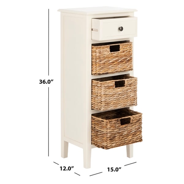 SAFAVIEH Michaela Distressed White 4-Drawer Storage Side Table - 15